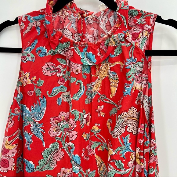 Tyler Boe Dresses & Skirts - Tyler Böe Red Dragon Mini Dress Frill Neck Sleeve Floral Red Animal XL